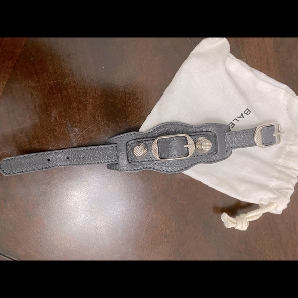 Balenciaga Gray Leather Arena Giant Wrap Bracelet - Picture 3 of 9